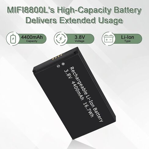 MiFi 8800L Battery Replacement for Inseego: 3.8V 4400mAh 16.7Wh Verizon | MiFi 7730L Battery for Novatel Jetpack MiFi 8800L 7730L Mobile Hotspot 40123117 in Kuwait
