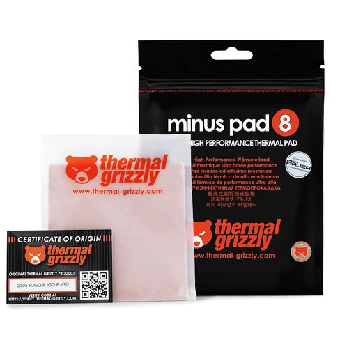 Thermal Grizzly Minus Pad 8-100x100x2.0mm Thermal Interface Pad, Electrically Non-Conductive, High Thermal Conductivity & Compressibility for SSDs, GPUs & Electronics in Saudi Arabia
