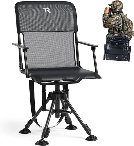 TR Swivel Hunting Chair – 400lbs Folding Blind Chair with Adjustable Height | Hunting Chair Silent Swivel Chair for Blinds, 400lbs Capacity Adjustable Height Hunting Seats, Portable Ground Hunting Chair in Saudi Arabia