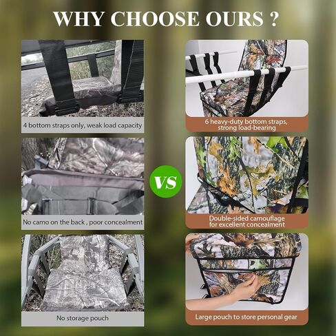 Tree Stand Seat Replacement with Storage Pocket&Adjustable Straps | Camouflage Foldable Portable Ladder Hunting Seat Cushion For Climber Deer Turkey Hunting Outdoor Camping Fishing in Saudi Arabia