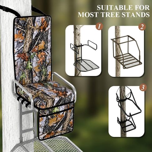 Tree Stand Seat Replacement with Storage Pocket&Adjustable Straps | Camouflage Foldable Portable Ladder Hunting Seat Cushion For Climber Deer Turkey Hunting Outdoor Camping Fishing in Saudi Arabia