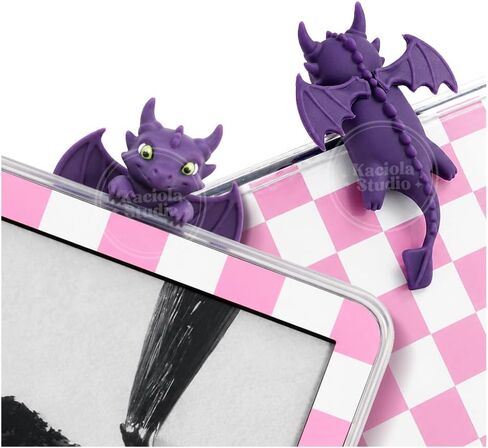 Kaciola Dragon Buddy Charm for Kindle, Sticky Peeker Charm for E-Reader Tablet or Laptop, Compatible with Kindle, Bookish Gift for Book and Fantasy Lovers in Saudi Arabia