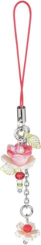 Agromusk Pink Flower Phone Charms,Cute Beaded Lotus Flower Phone Strap Handmade Decor for Women Y2K Accessories Keychain Bag Pendant Gift in Saudi Arabia