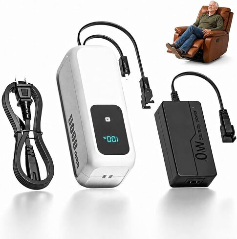 Battery Pack for Reclining Furniture, 5000mAh with LCD Display & Charger | 2-Pin Electric Recliner Rechargeable Battery for Lift Chair, Sofa, Couch Lift, Furniture in Kuwait
