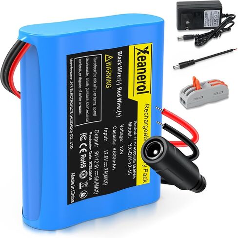 24V 5Ah Lithium Battery with 2A Fast Charger, Bare Leads Wire, Cable Connector, Rechargeable Li-ion Battery for 24 Volt DIY Project RC Car LED Light Strip CCTV Camera in Kuwait