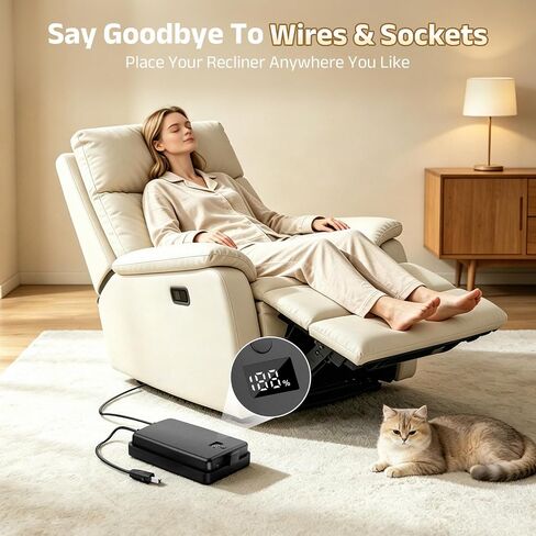 3500mAh Universal Battery Pack for Reclining Furniture | LED Display, 2-Pin connector, Wireless, Compatible with Electric Recliner, Power Sofa, Couch, Sectional, and Lift Chairs in Kuwait