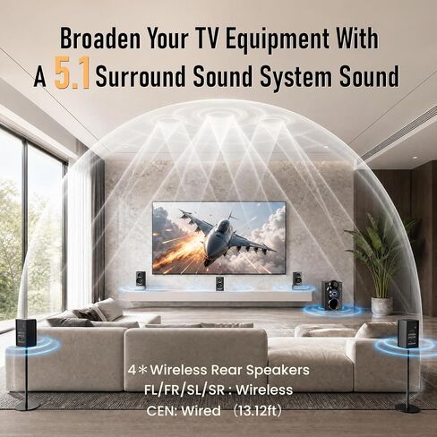 Bobtot Wireless Surround Sound System Home Theater System | 1000W Surround Speakers，8" Subwoofer 5.1/2.1 Channel Deep Bass with ARC Optical Bluetooth Karaoke Input（2026 Latest Update） in Saudi Arabia