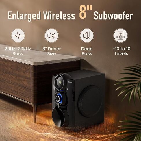 Bobtot Wireless Surround Sound System Home Theater System | 1000W Surround Speakers，8" Subwoofer 5.1/2.1 Channel Deep Bass with ARC Optical Bluetooth Karaoke Input（2026 Latest Update） in Saudi Arabia