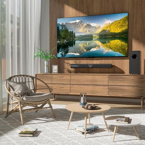 Saiyin Sound Bar for Smart TV with 5.25 Inch Subwoofer, 100W 24 Inch Soundbar for TV, TV Soundbar with Optical, ARC, AUX and Bluetooth 5.3 Inputs, Detachable Surround Sound System for TV | 100W 24 Inch Optical, ARC, AUX and Bluetooth 5.3 Inputs, 5.25 Inch in Saudi Arabia