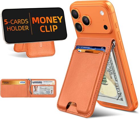 for Magsafe Wallet with Money Clip, 5 Card Holder with Stand | Strongest Magnetic Wallet for iPhone 17/16/15/14/13/12 Series, ID Window, RFID Blocking, Not for 13/12 Mini, Black in Saudi Arabia