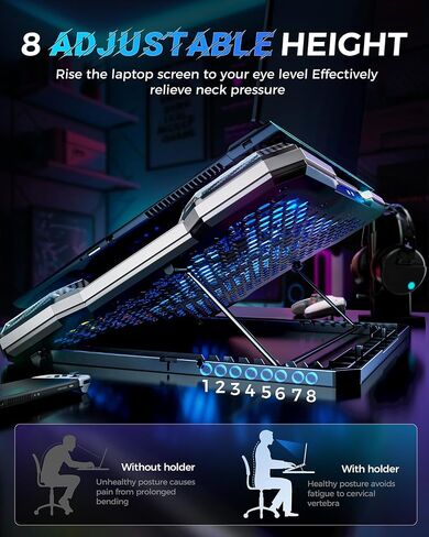 ChillCore RGB Laptop Cooling Pad, Laptop Fan Cooling Pad 9 Fans in Saudi Arabia