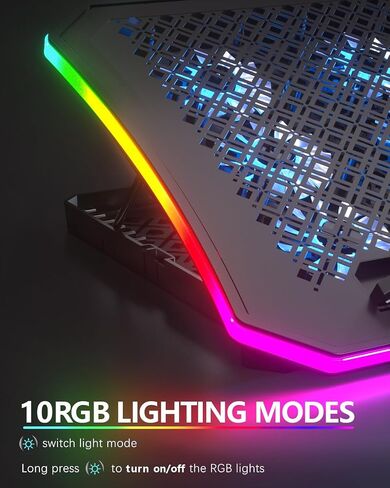 KeiBn Upgraded Gaming Laptop Cooler Pad with 9 Quiet RGB Fans, Cooling Pad for 15.6-17.3 Inch Laptops with 7 Height Stands, 2 USB Ports, Phone Stand-Blue in Saudi Arabia