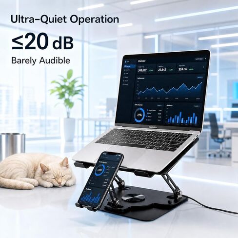 Laptop Cooling Pad with Detachable Fan & Cooler (USB A-C Port) | 2-in-1 Adjustable Laptop & Phone Stand, Ultra-Quiet, 360° Rotatable Base, Carbon Steel Framework for Laptops Up to 17 Inch in Saudi Arabia