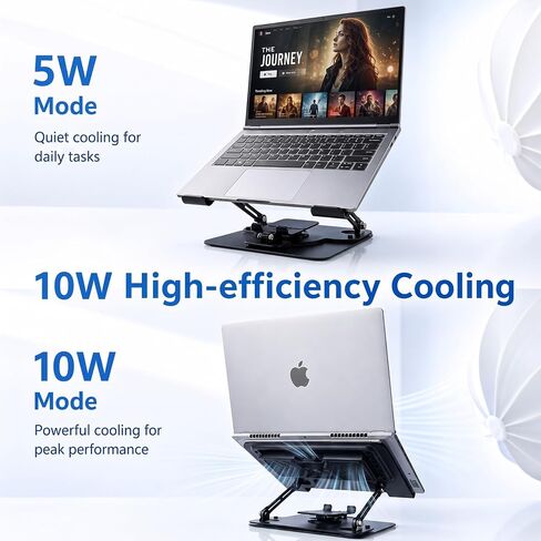 Laptop Cooling Pad with Detachable Fan & Cooler (USB A-C Port) | 2-in-1 Adjustable Laptop & Phone Stand, Ultra-Quiet, 360° Rotatable Base, Carbon Steel Framework for Laptops Up to 17 Inch in Saudi Arabia