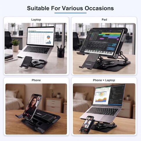 Laptop Cooling Pad with Detachable Fan & Cooler (USB A-C Port) | 2-in-1 Adjustable Laptop & Phone Stand, Ultra-Quiet, 360° Rotatable Base, Carbon Steel Framework for Laptops Up to 17 Inch in Saudi Arabia