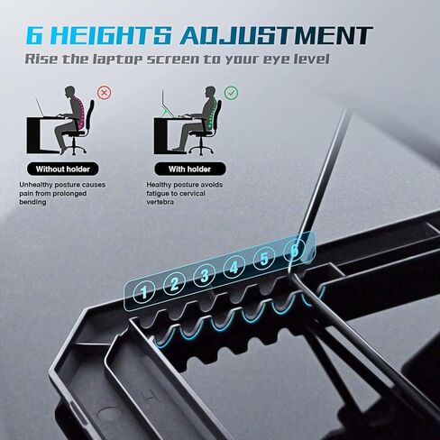 Laptop Cooling Pad with Thermoelectric Cooler and 4 Fans, Powerful Laptop Cooler, Independent Control, Multi-Gear Adjustment, RGB, 14-21 Inch Laptop Stand (14"/15.6"/17"/21") in Saudi Arabia