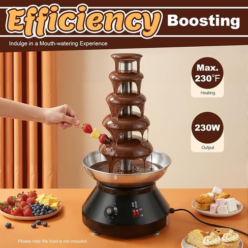 5-Tier Chocolate Fountain, 7lbs Hot Chocolate Fondue Tower with Temp Knob | 230W Pure Copper Motor, 86-230°F Stainless Steel Chocolate Melting Heating Machine for Nacho Cheese Liqueurs Party Wedding in Saudi Arabia