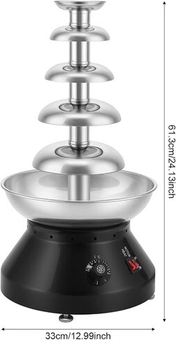 5-Tier Chocolate Fountain, 7lbs Hot Chocolate Fondue Tower with Temp Knob | 230W Pure Copper Motor, 86-230°F Stainless Steel Chocolate Melting Heating Machine for Nacho Cheese Liqueurs Party Wedding in Saudi Arabia