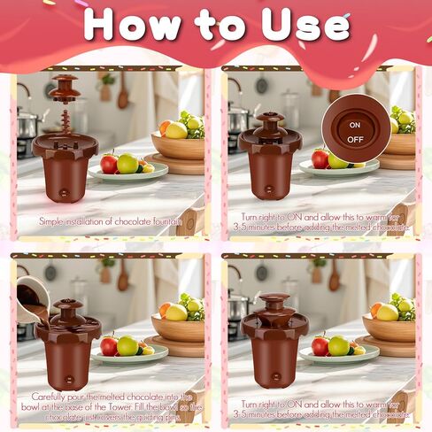 Mini 2-Tier Chocolate Fountain, Cordless Battery Fondue Machine | Portable Chocolate Melting Pot With 10 Dipping Forks, Suitable For Wedding, Birthday, Party And Outdoor Gatherings in Saudi Arabia
