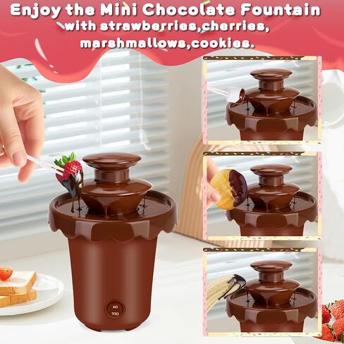 Mini 2-Tier Chocolate Fountain, Cordless Battery Fondue Machine | Portable Chocolate Melting Pot With 10 Dipping Forks, Suitable For Wedding, Birthday, Party And Outdoor Gatherings in Saudi Arabia