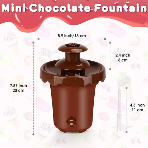 Mini 2-Tier Chocolate Fountain, Cordless Battery Fondue Machine | Portable Chocolate Melting Pot With 10 Dipping Forks, Suitable For Wedding, Birthday, Party And Outdoor Gatherings in Saudi Arabia