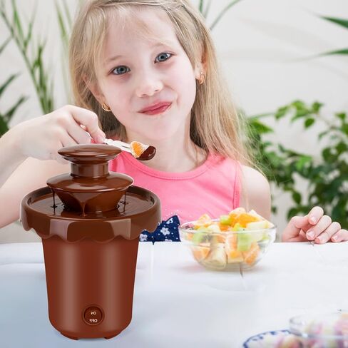Mini 2-Tier Chocolate Fountain, Cordless Battery Fondue Machine | Portable Chocolate Melting Pot With 10 Dipping Forks, Suitable For Wedding, Birthday, Party And Outdoor Gatherings in Saudi Arabia