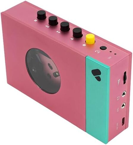 Portable Cassette Player - Cassette Tape Recorder with Bluetooth Connection Speaker or Headphones, 3.5mm Audio Cable - (Edith, Pink & Green) in Saudi Arabia