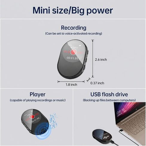 128GB small‌ Voice Recorder,Voice-activated recording,with playback and password management,AI noise and Scheduled recording,reduction Portable recording device,for meetings/lectures/classroom,MP3 in Saudi Arabia