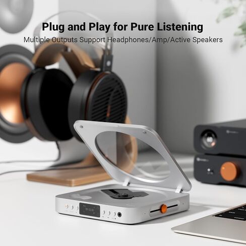 Fosi Audio Merak CD Player Portable Home Audio Desktop HiFi USB CD Ripping | All-in-One Audio Design, Remote Control, OLED Display, USB-A, 3.5mm Headphone Jack, LINE, OPT, 12V Trigger, DC 5V / 2A in Saudi Arabia