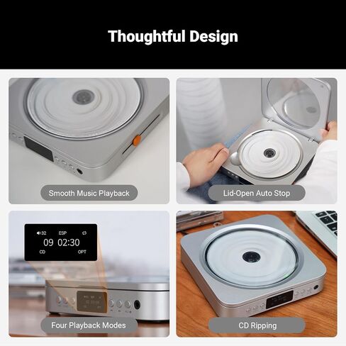 Fosi Audio Merak CD Player Portable Home Audio Desktop HiFi USB CD Ripping | All-in-One Audio Design, Remote Control, OLED Display, USB-A, 3.5mm Headphone Jack, LINE, OPT, 12V Trigger, DC 5V / 2A in Saudi Arabia