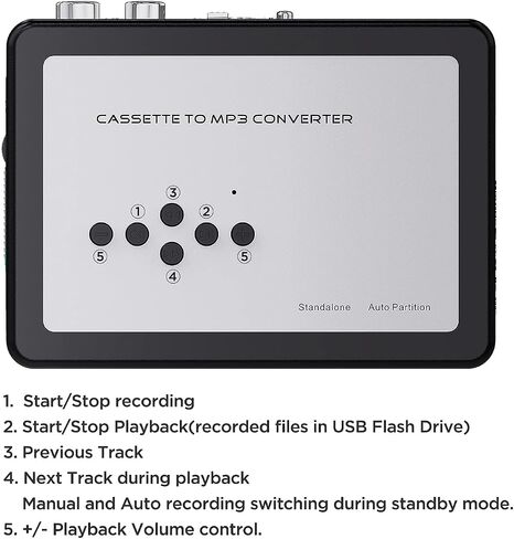 Cassette to MP3 Converter, Digital Cassette Player Converts Tape to MP3 into USB Flash Drive, No PC Required No Bluetooth in Saudi Arabia