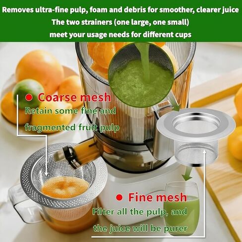 2Pack 304 Stainless Steel Juice Strainer for Nama J2, Hands-Free Pulp Strainer for Juicing, Reusable Fine Mesh Sieve Cap for Cups, Large 5.5in & Small 4.5in for Kitchen, Tea, Soy Milk in Saudi Arabia