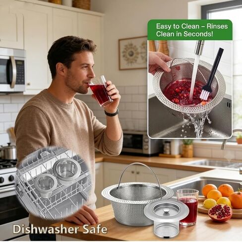 2Pack 304 Stainless Steel Juice Strainer for Nama J2, Hands-Free Pulp Strainer for Juicing, Reusable Fine Mesh Sieve Cap for Cups, Large 5.5in & Small 4.5in for Kitchen, Tea, Soy Milk in Saudi Arabia