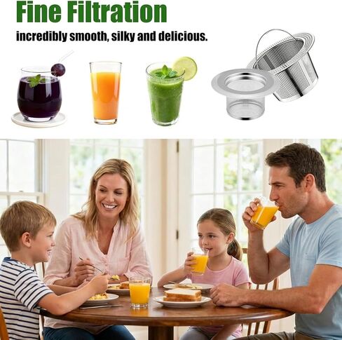 2Pack 304 Stainless Steel Juice Strainer for Nama J2, Hands-Free Pulp Strainer for Juicing, Reusable Fine Mesh Sieve Cap for Cups, Large 5.5in & Small 4.5in for Kitchen, Tea, Soy Milk in Saudi Arabia