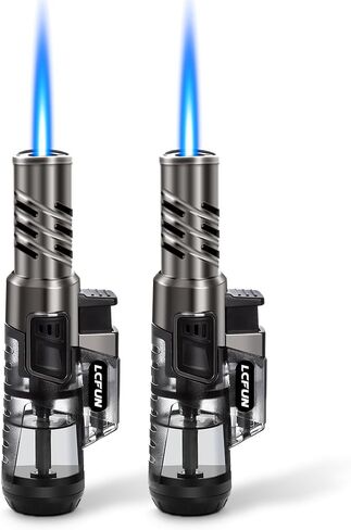 2 Pack Torch Lighter Windproof Single Jet Flame Refillable Butane Lighter | Visible Fuel Tank, Adjustable Torch Flame,Gas Lighter for Candle Camping Grill BBQ Fireplace (Butane Not Included) in Saudi Arabia