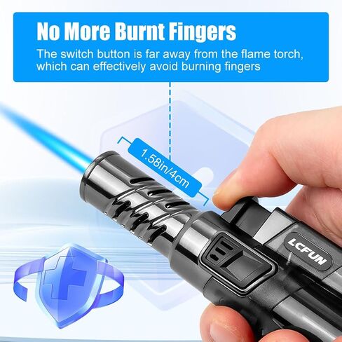 2 Pack Torch Lighter Windproof Single Jet Flame Refillable Butane Lighter | Visible Fuel Tank, Adjustable Torch Flame,Gas Lighter for Candle Camping Grill BBQ Fireplace (Butane Not Included) in Saudi Arabia