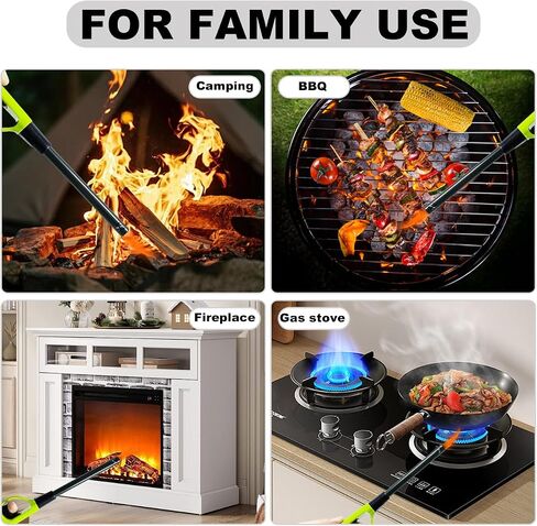 4 Pack Butane Candle Lighters Refillable Long Lighters for Candle Grill BBQ | WITHOUT FUEL, Straight flexible tube combo, Visible fuel tank, One click to ignite, Multi functional, Safety Lock, Adjustable in Saudi Arabia