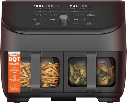 Instant Pot Vortex Plus 6QT Air Fryer with Odor Erase Technology,6-in-1 Functions that Crisps,Roasts, Broils,Dehydrates, Bakes & Reheats, 100+In-App Recipes, from the Makers of Instant Pot,1700W,Black in Saudi Arabia