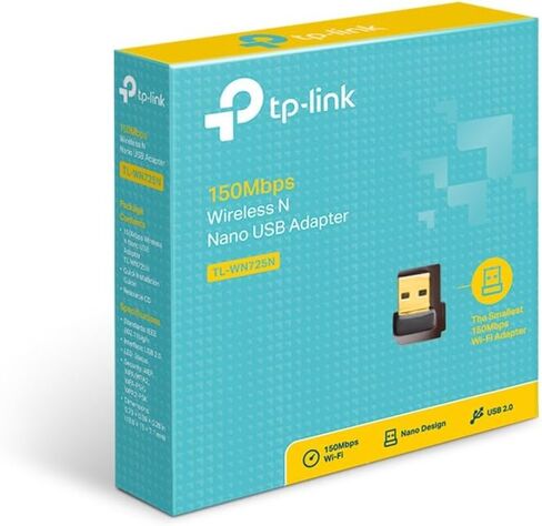 TP-Link USB WiFi Adapter for PC(TL-WN725N), N150 Wireless Network Adapter for Desktop - Nano Size WiFi Dongle for Windows 11/10/7/8/8.1/XP/ Mac OS 10.9-10.15 Linux Kernel 2.6.18-4.4.3, 2.4GHz Only | Nano Size WiFi Dongle for Windows 11/10/7/8/8.1/XP/ Mac  in Saudi Arabia
