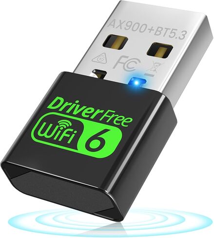 USB WiFi 6 Adapter for PC Desktop & Laptop, 900Mbps Dual Band 2.4/5GHz with Bluetooth 5.3, Nano Size Plug & Play, Windows 11/10 Driver-Free, Reconnect 7 Devices Simultaneously in Saudi Arabia