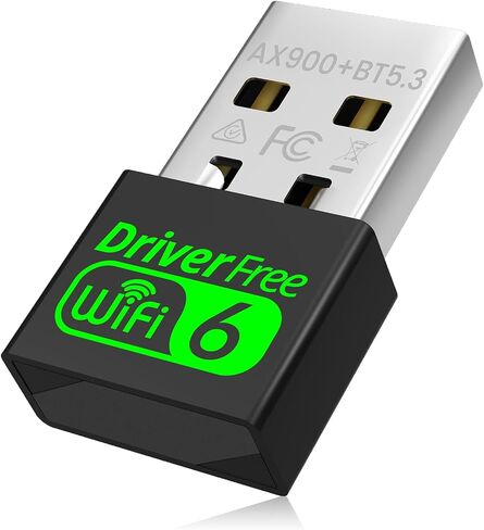 USB WiFi 6 Adapter for PC Desktop & Laptop, 900Mbps Dual Band 2.4/5GHz with Bluetooth 5.3, Nano Size Plug & Play, Windows 11/10 Driver-Free, Reconnect 7 Devices Simultaneously in Saudi Arabia