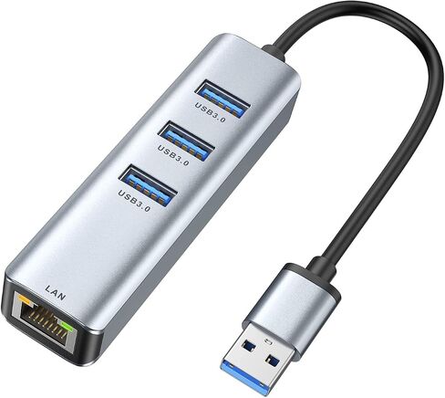USB 3.0 to Ethernet Adapter,ABLEWE 3-Port USB 3.0 Hub with RJ45 10/100/1000 Gigabit Ethernet Adapter Support Windows 10,8.1,Mac OS, Surface Pro,Linux,Chromebook and More in Saudi Arabia