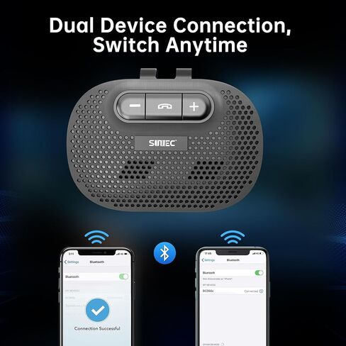 Bluetooth Speaker for Car Hands Free, Wireless Speakerphone for Cell Phone | Handsfree Car Kit, Visor Clip, Support Siri Google Voice Assistant - BC966C in Saudi Arabia