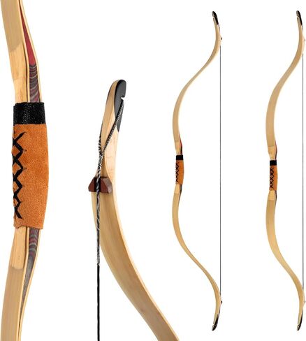 Deerseeker Archery 52"/56" Exotic Recurve Bow Traditional Longbow Laminated Ambidextrous Tatar Horsebow Kit for Adults and Youth Shooting Hunting 20-80lbs in Saudi Arabia