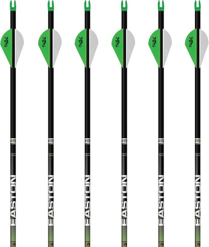 Easton Axis 4mm Long Range Carbon Arrows with 50-Grain Aluminum Half-Out Inserts, 6-Pack Fletched, Blazer Vanes in Saudi Arabia