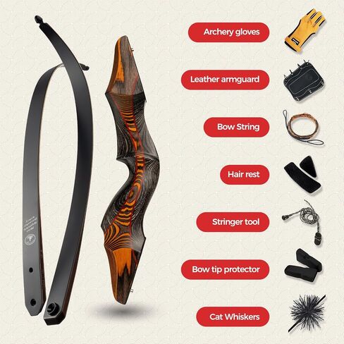 Deerseeker Archery 60"/62" Takedown Recurve Bow Set with Flemish String Woodgrain Limbs Right Hand & Left Hand Traditional Wooden Bow for Adults & Youth Bow Hunting 3D Target Shooting 25-70lbs in Saudi Arabia