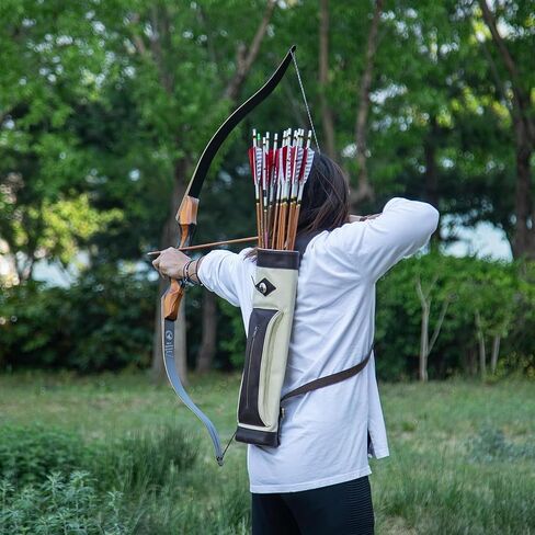 Deerseeker Archery 60"/62" Takedown Recurve Bow Set with Flemish String Woodgrain Limbs Right Hand & Left Hand Traditional Wooden Bow for Adults & Youth Bow Hunting 3D Target Shooting 25-70lbs in Saudi Arabia