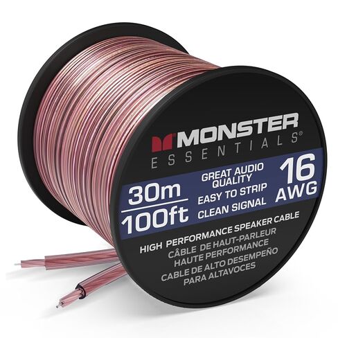 Monster Copper Clad Aluminum (CCA) Speaker Wire 16 Gauge 100 FT Spool, Audio Speaker Cable with Polarity Markings, for Home Theater, Car Audio, and Outdoor Speaker Wiring in Saudi Arabia
