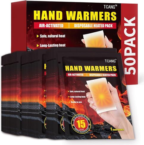 Hand Warmers Disposable - Up to 15 Hours of Heat - 10/50/100/200 Pack Super Long Lasting Air Activated Warmers, All Natural, Portable for Body, Hands & Toes - Odorless Hot Warmer Heater for Outdoor in Saudi Arabia