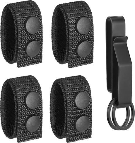 5 Pcs Belt Keepers for Duty Belt, 4 Pcs 1000D Nylon Keepers with 1 Stainless Steel Key Clip Holder, Fits Up to 2.25" Wide Belts for Police, Law Enforcement, Correctional Officer and Tactical Belts in Saudi Arabia